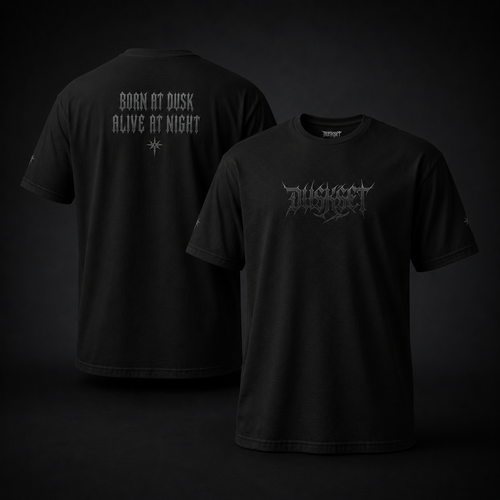 DUSKSET Unisex After Dark T-Shirt — front and back, styled product shot
