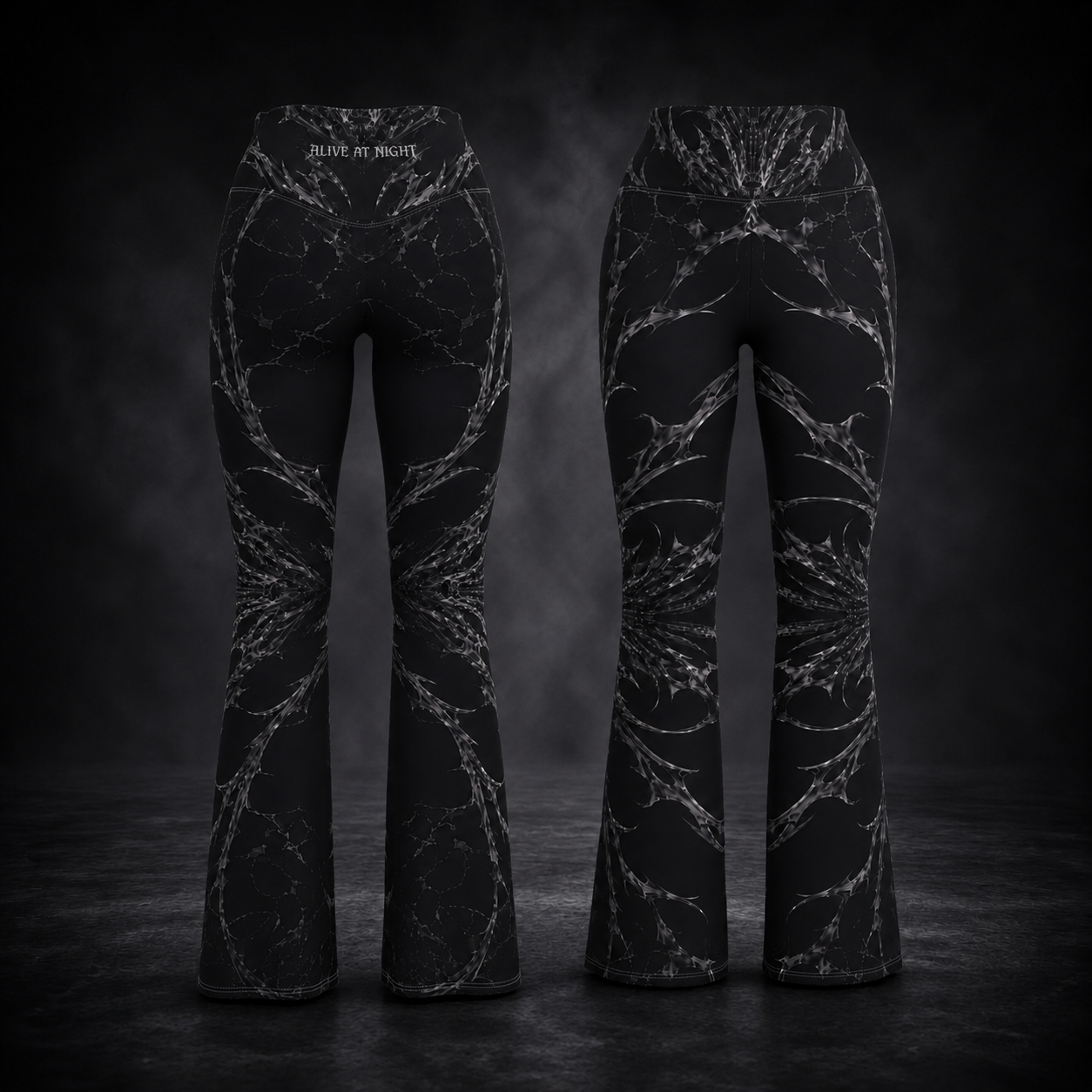 DUSKSET Women’s Nightform Flare Leggings — styled product shot