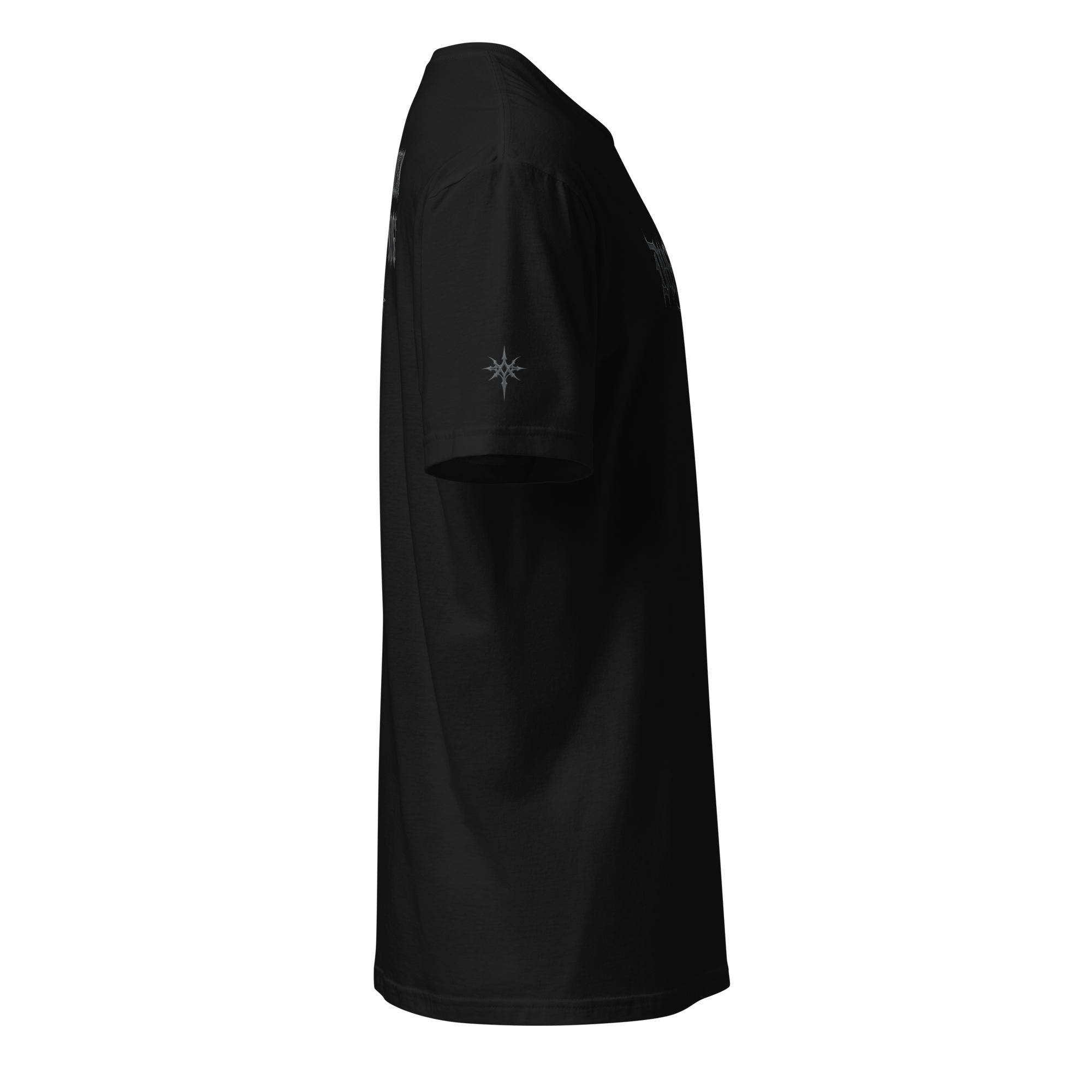 DUSKSET Unisex After Dark T-Shirt — side view, sleeve print