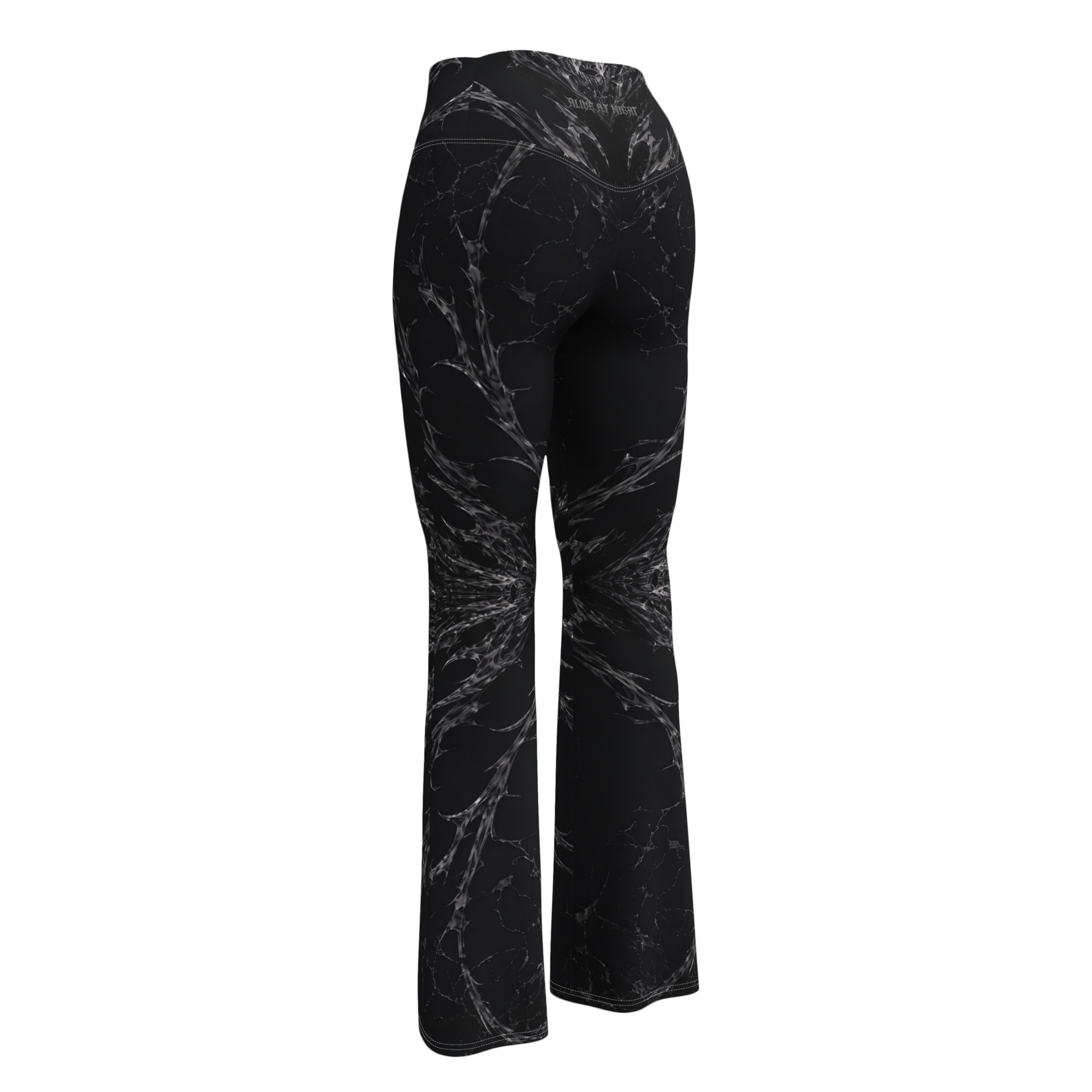 DUSKSET Women’s Nightform Flare Leggings worn by model — side